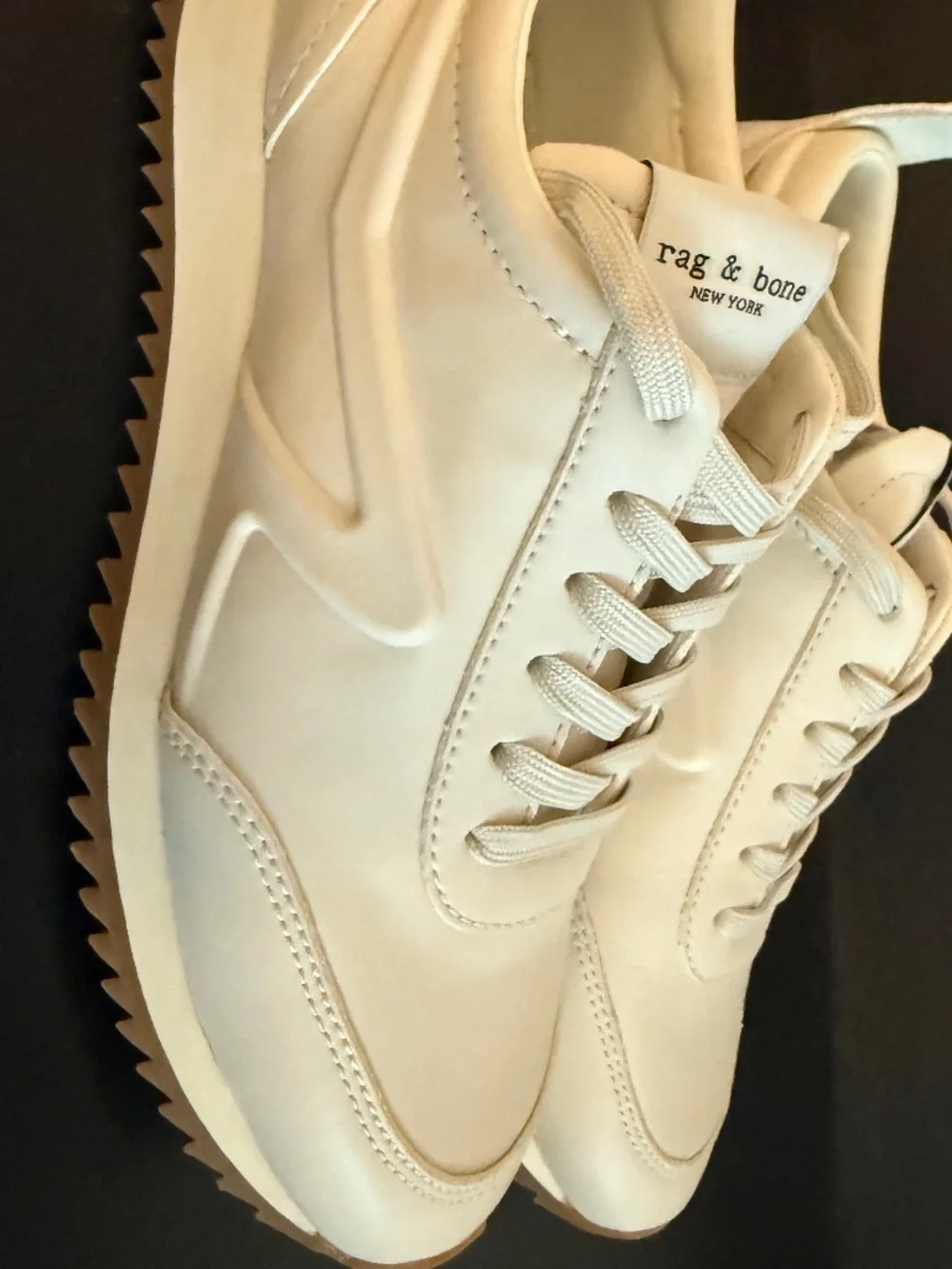 NEW Rag & Bone Retro Leather Calfskin Running Sneakers  Birch Size 6.5 US No Box